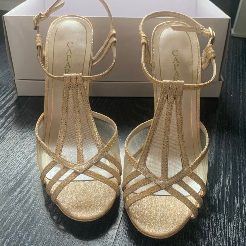 Caparros heels size 7.5 sparkly rose gold